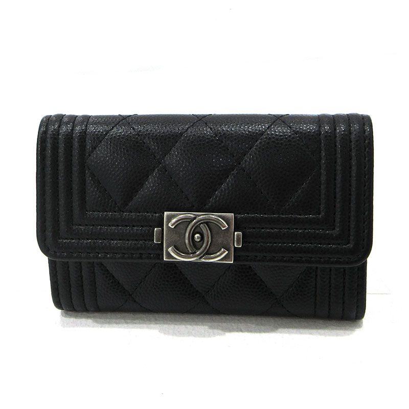 【三重本店】 中古 CHANEL | シャネル カードケース ボーイシャネル フラップ A80603 ブラック 【125】
