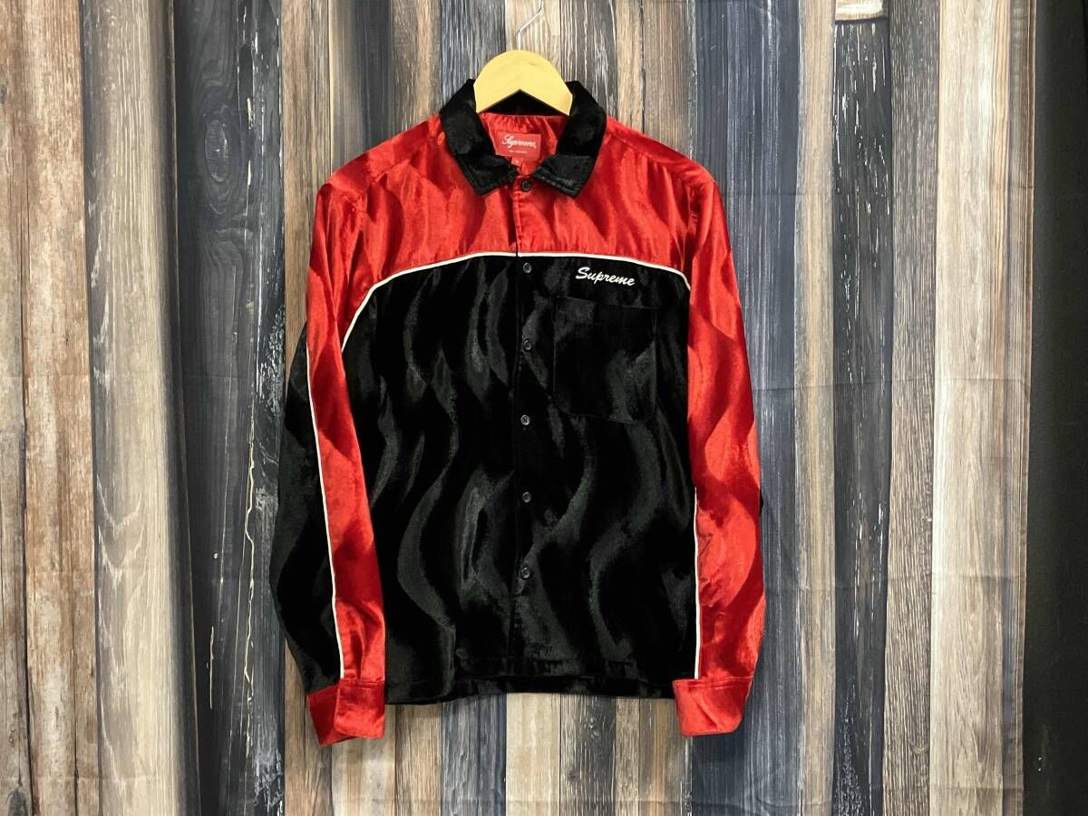 Supreme 18AW Velvet Swirl Work Shirt シュプリーム　ベルベットスワールワークシャツ　サイズS カラーブラック×レッド