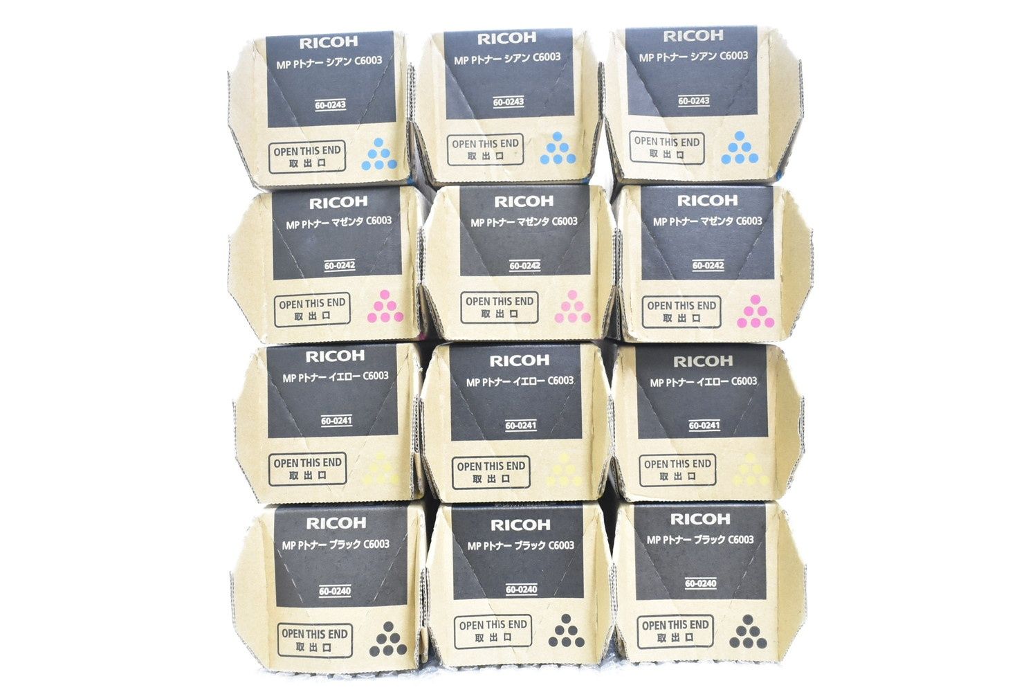 未使用 RICOH 純正 トナー C6003 4色12本（シアン・マゼンタ・イエロー・ブラック×各3） リコー IT2KDN63ETKG-D-N19.5-byebye