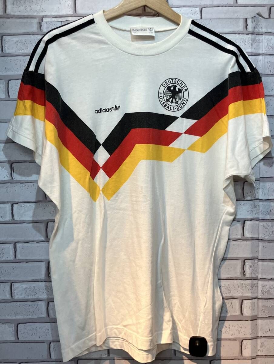 Adidas アディダス 半袖Tシャツ 80s 90s 銀タグ 西ドイツ代表 サイズL スポーツ ホワイト