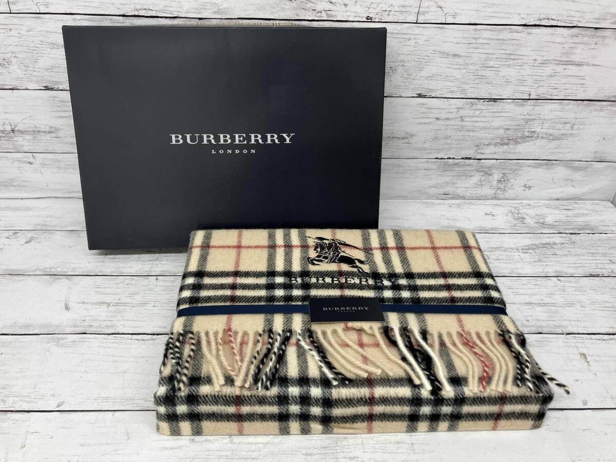 BURBERRY LONDON ひざ掛け／チェック／ウール／ベージュ