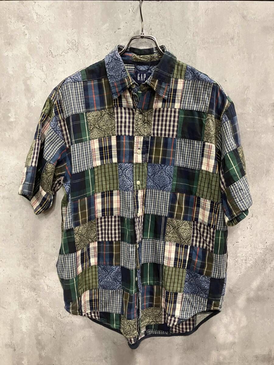 00s OLD GAP オールドギャップ パッチワークシャツ 総柄 サイズ M