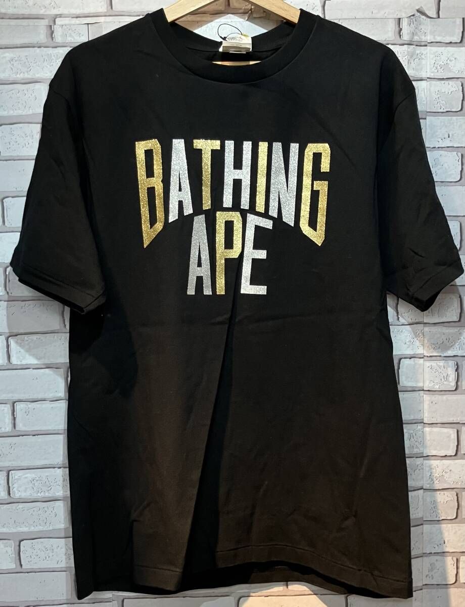 A BATHING APE アベイシングエイプ 半袖Tシャツ KAWS ロゴ プリント サイズL ストリート ブラック