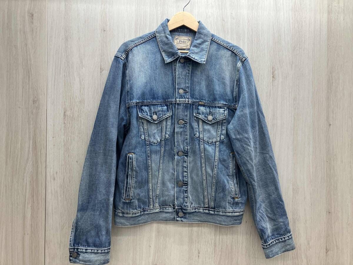 POLO RALPH LAUREN/ポロラルフローレン デニムジャケット Gジャン インディゴ ヴィンテージ風 ミディアムウォッシュ加工 メキシコ製 M