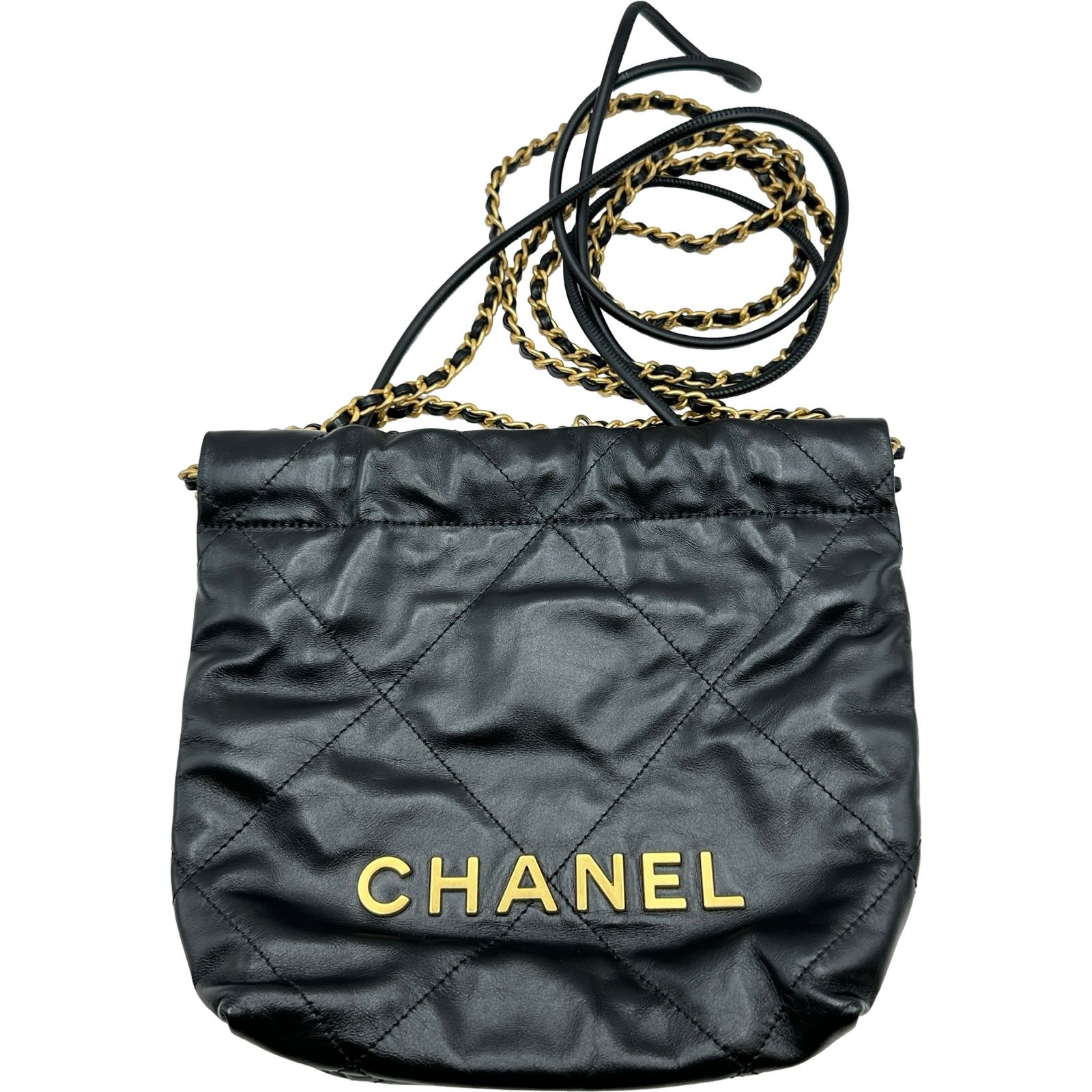シャネル CHANEL シャネル22 ミニバッグ AS3980 ブラック ゴールド金具 カーフ レディース ショルダーバッグ