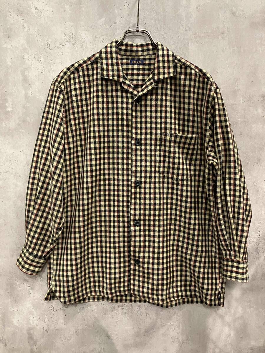 ISSEY MIYAKE odds on イッセイミヤケ オッズオン チェックネルシャツ ベージュ サイズ M