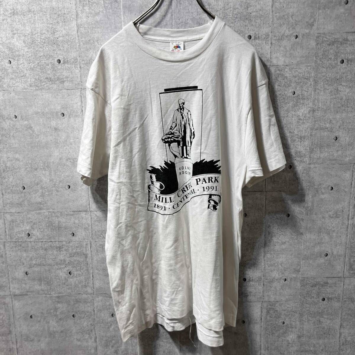 90s FRUIT OF THE LOOM mill creek park tee 半袖tシャツ XLサイズ ホワイト