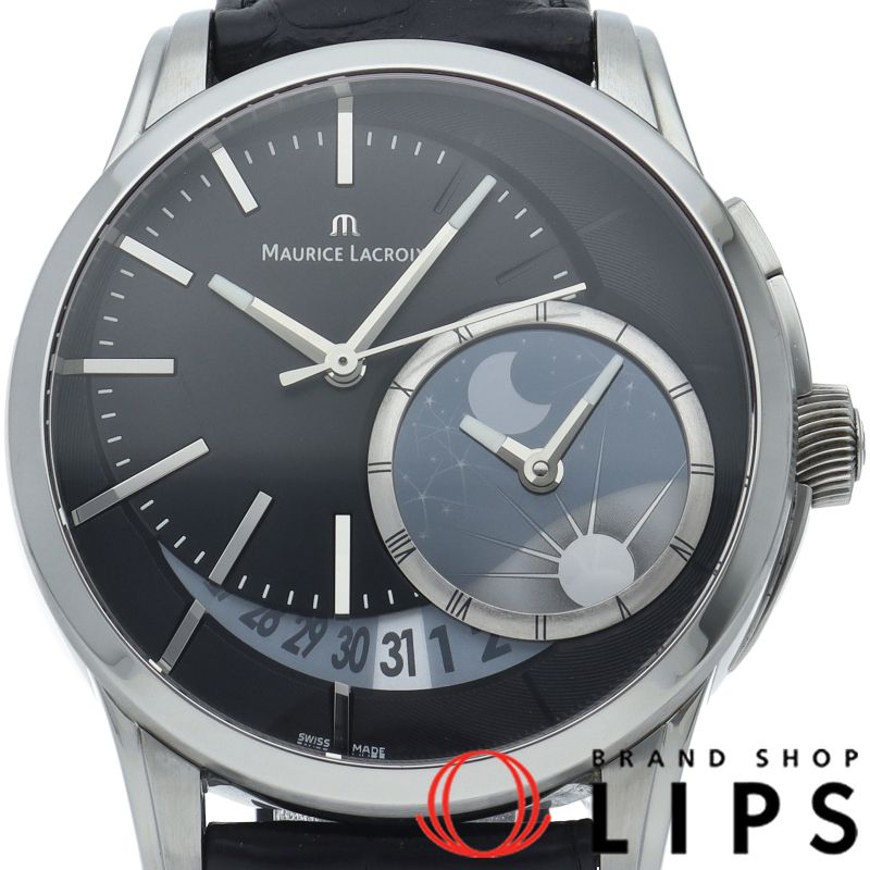 モーリスラクロア ポントス オフセンター GMT ウォッチ 43mm PT6118-SS001-330 箱 保証書 SS/革