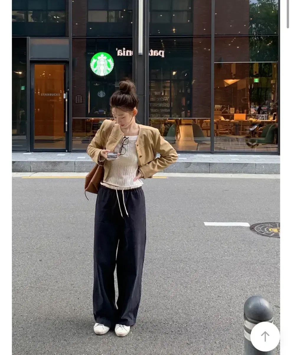 ジェニオ アーバン ツートン 起毛 ワイド パンツ ブラック