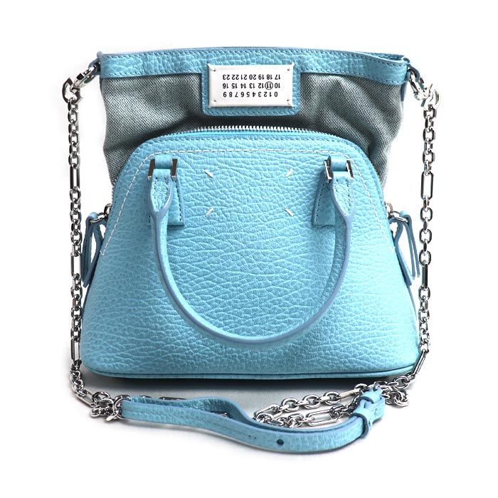 MAISON MARGIELA メゾンマルジェラ 5AC マイクロ ショルダーバッグ ライトブルー S56WG0081 P4455 T6197 レディース 中古 美品
