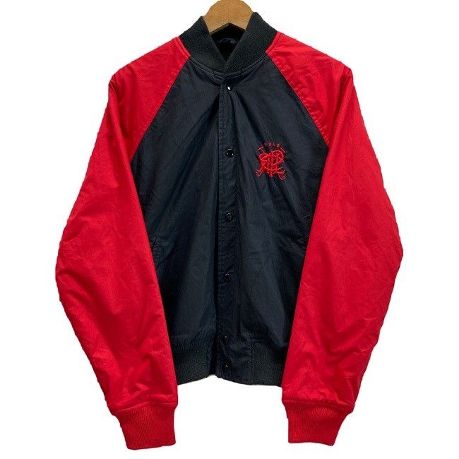 【中古】　POLO by RALPH LAUREN　ブルゾン　ジャケット　アウター　コットン　裏起毛　ラグラン　バイカラー　ワンポイント　ブランドロゴ　刺繍　リブ袖　古着　/0157