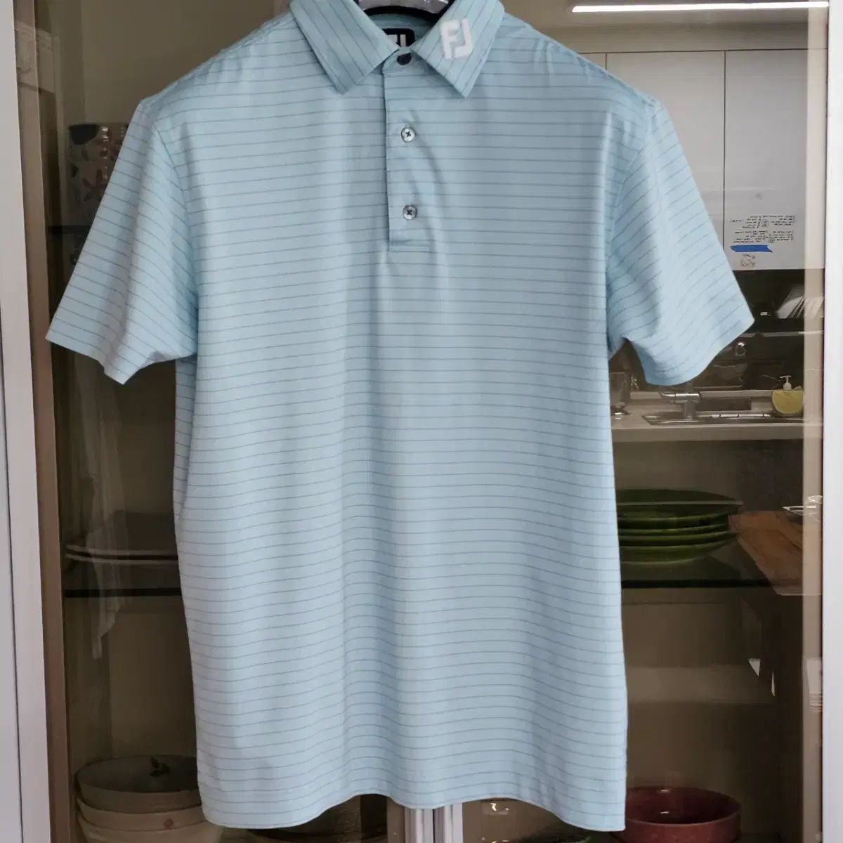 100) FootJoy フットジョイ 正規品 メンズ 半袖 ゴルフ ポロTシャツ スカイブルー)