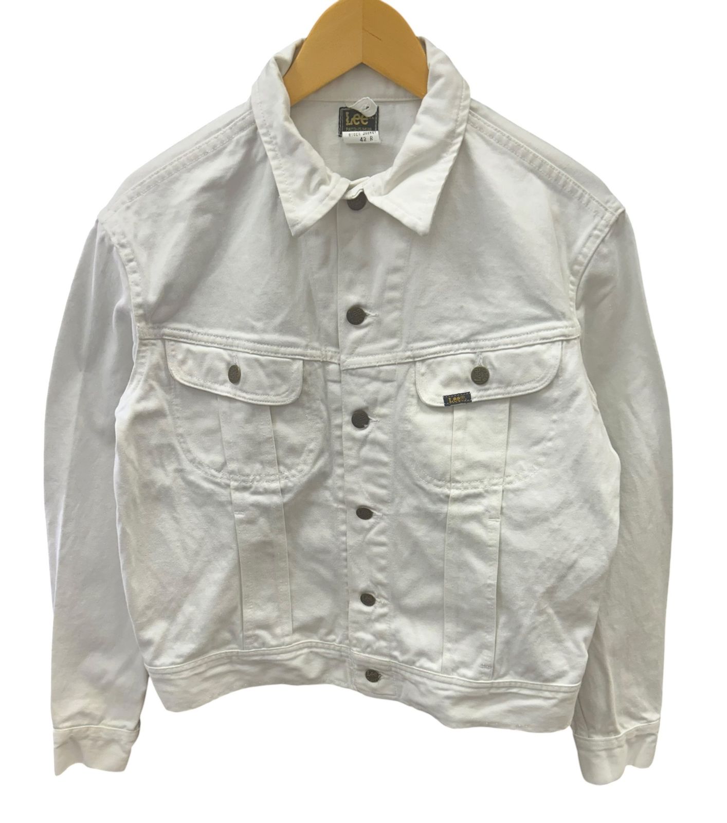Lee (リー) RIDER JACKET ホワイトデニムジャケット Gジャン ベルギー製 80S 古着 ビンテージ 42-R 白 メンズ/027