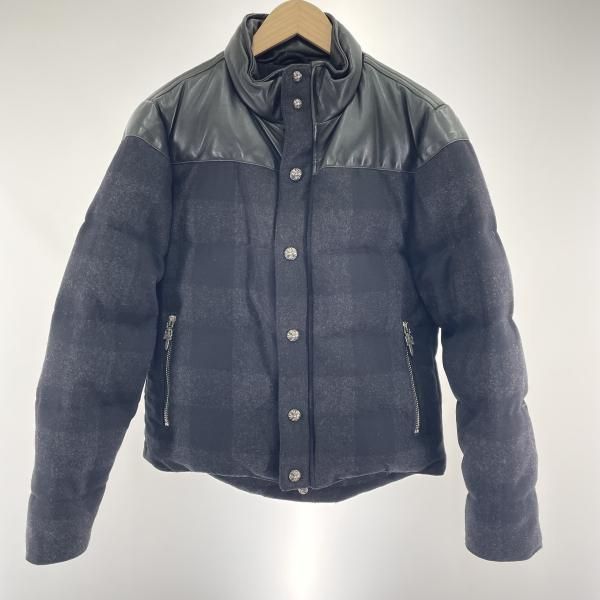 【中古】CHROME HEARTS STIFF レザー使用ダウン サイズS 黒 クロムハーツ[91]