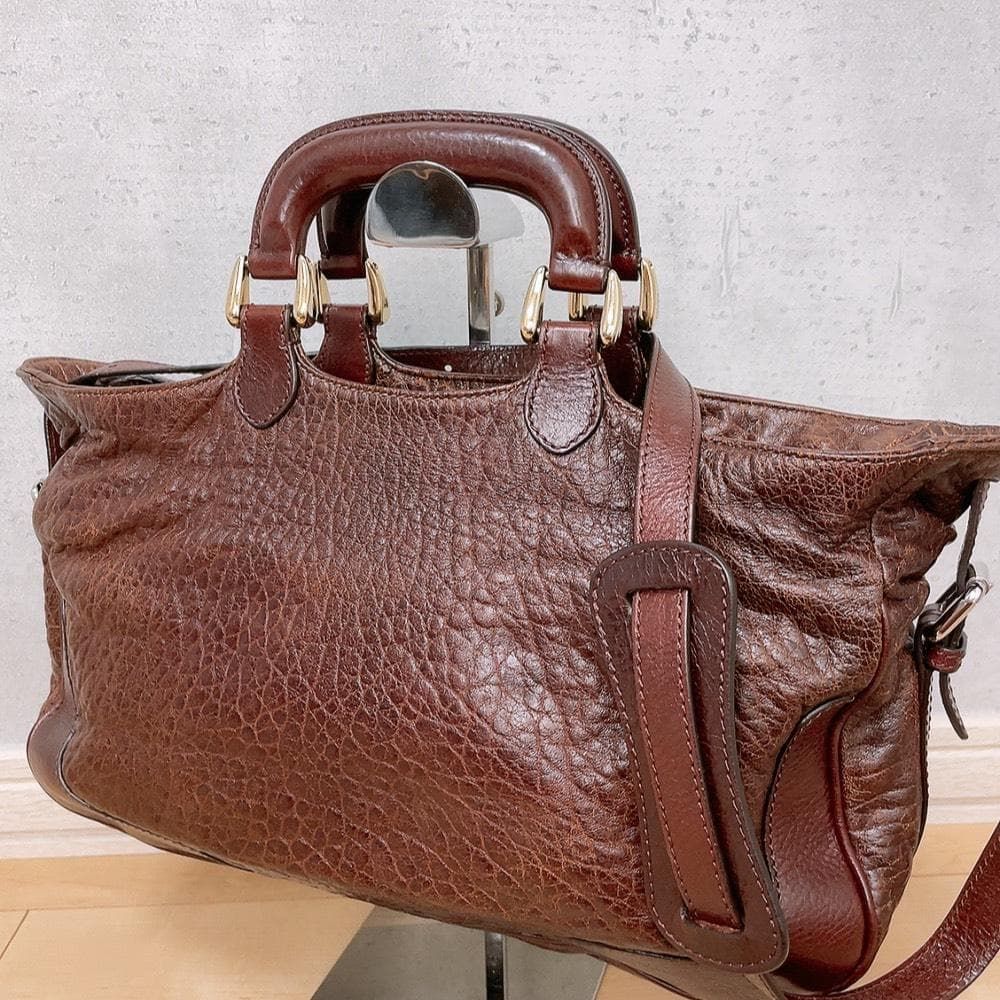 FENDI フェンディ 2way ショルダーバッグ ドクターズバッグ ハンドバッグ レザー ブラウン ゴールド金具 ヴィンテージ シュリンクレザー 本革 レディース 斜め掛け 肩掛け