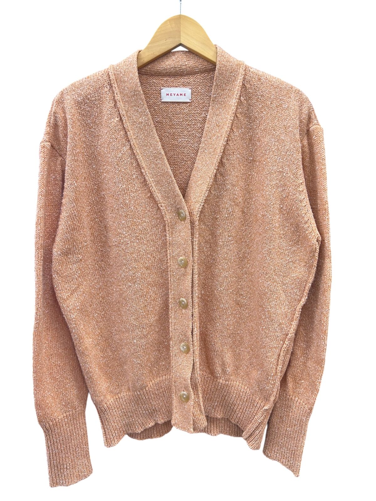 MEYAME (メイメ) 23SS COTTON TWEED OUT-LINKING CARDIGAN ツイード カーディガン MEY-1617 FREE オレンジ系 レディース/027