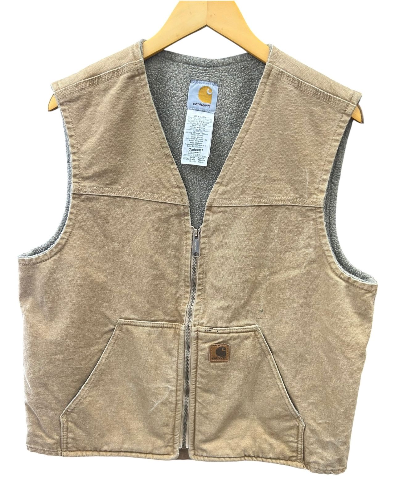 Carhartt (カーハート) ダックベスト 裏地ボア 古着 V26-GVL L-R
