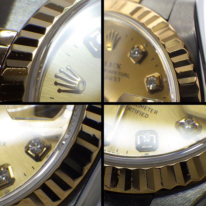 ロレックス Rolex 腕時計 デイトジャスト 79173G Y番 2002年製 10ポイント ダイヤインデックス サンレイ シャンパンカラー文字盤 フルーテッドベゼル ジュビリーブレス K18YG SS 自動巻き 【中古】 ロレックス Rolex 腕時計 デイトジャスト 79173G Y番 2002年 10