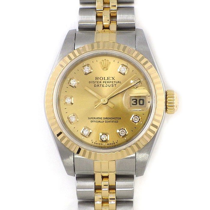 ロレックス Rolex 腕時計 デイトジャスト 79173G Y番 2002年 10ポイント ダイヤインデックス サンレイ シャンパンゴールド文字盤 デイト K18YG SS 自動巻き 【中古】 【OH済み】