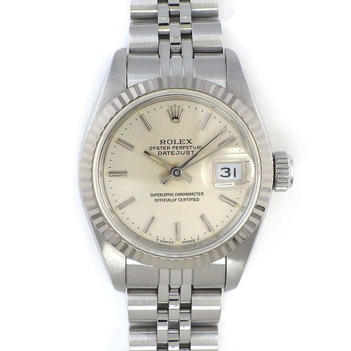ロレックス Rolex 腕時計 デイトジャスト 69174 X番 1991年 シルバー文字盤 デイト K18WG SS 自動巻き 【箱・保付き】 【中古】 【OH済み】