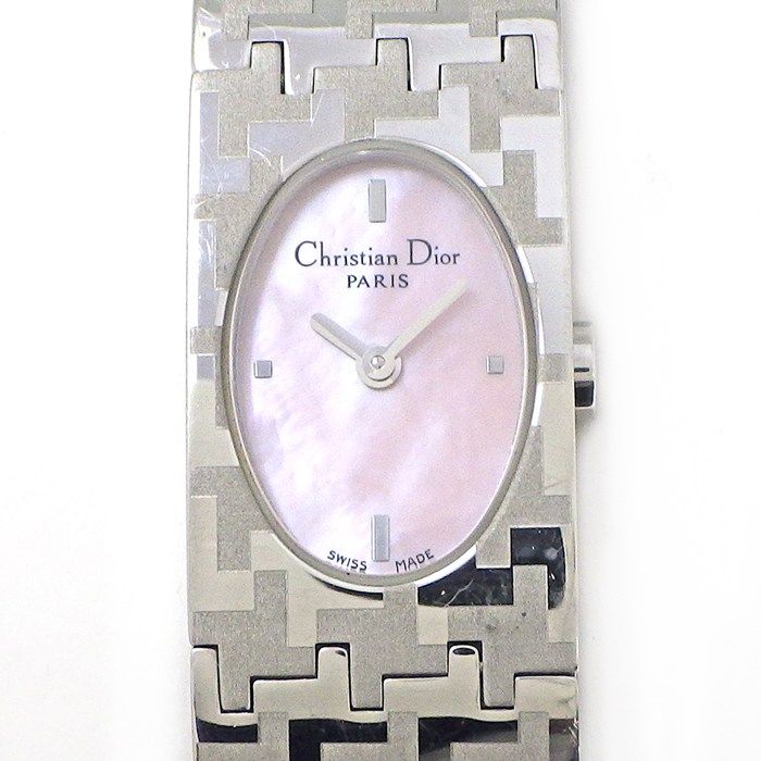 クリスチャンディオール Christian Dior 腕時計 ミスディオール D70-100 オーバル ピンクシェル文字盤 SS クオーツアナログ 【中古】