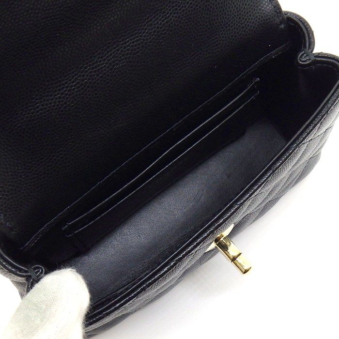 シャネル CHANEL ショルダーバッグ マトラッセ ココハンドル エクストラミニ トップハンドル AP4244 ブラック キャビアスキン 【中古】