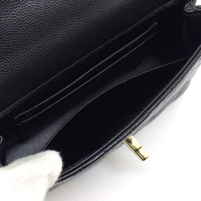 シャネル CHANEL ショルダーバッグ マトラッセ ココハンドル エクストラミニ トップハンドル AP4244 ブラック キャビアスキン 【中古】