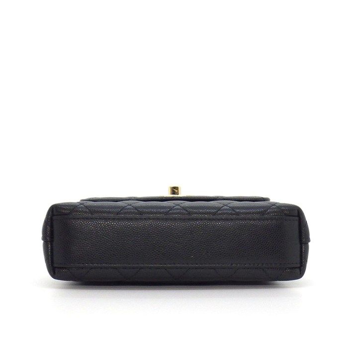 シャネル CHANEL ショルダーバッグ マトラッセ ココハンドル エクストラミニ トップハンドル AP4244 ブラック キャビアスキン 【中古】
