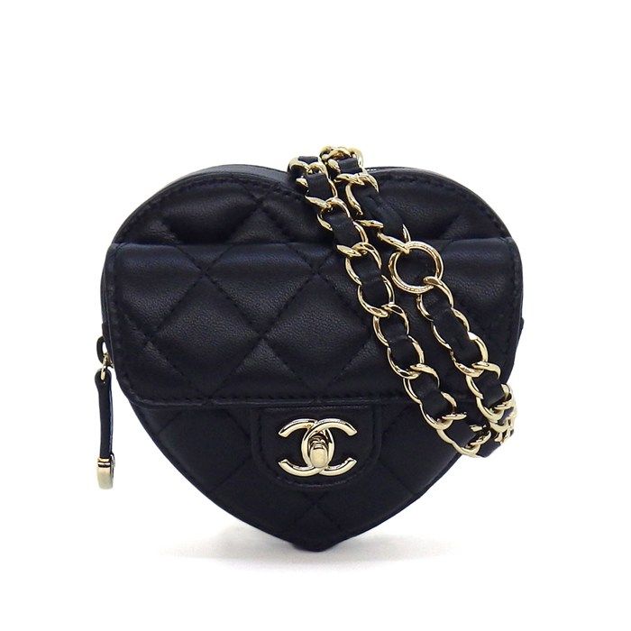 シャネル CHANEL ショルダーバッグ マトラッセ ハートチェーン ウエストバッグ AP2787 2021年以降 ブラック ボルドー ラムスキン 【中古】