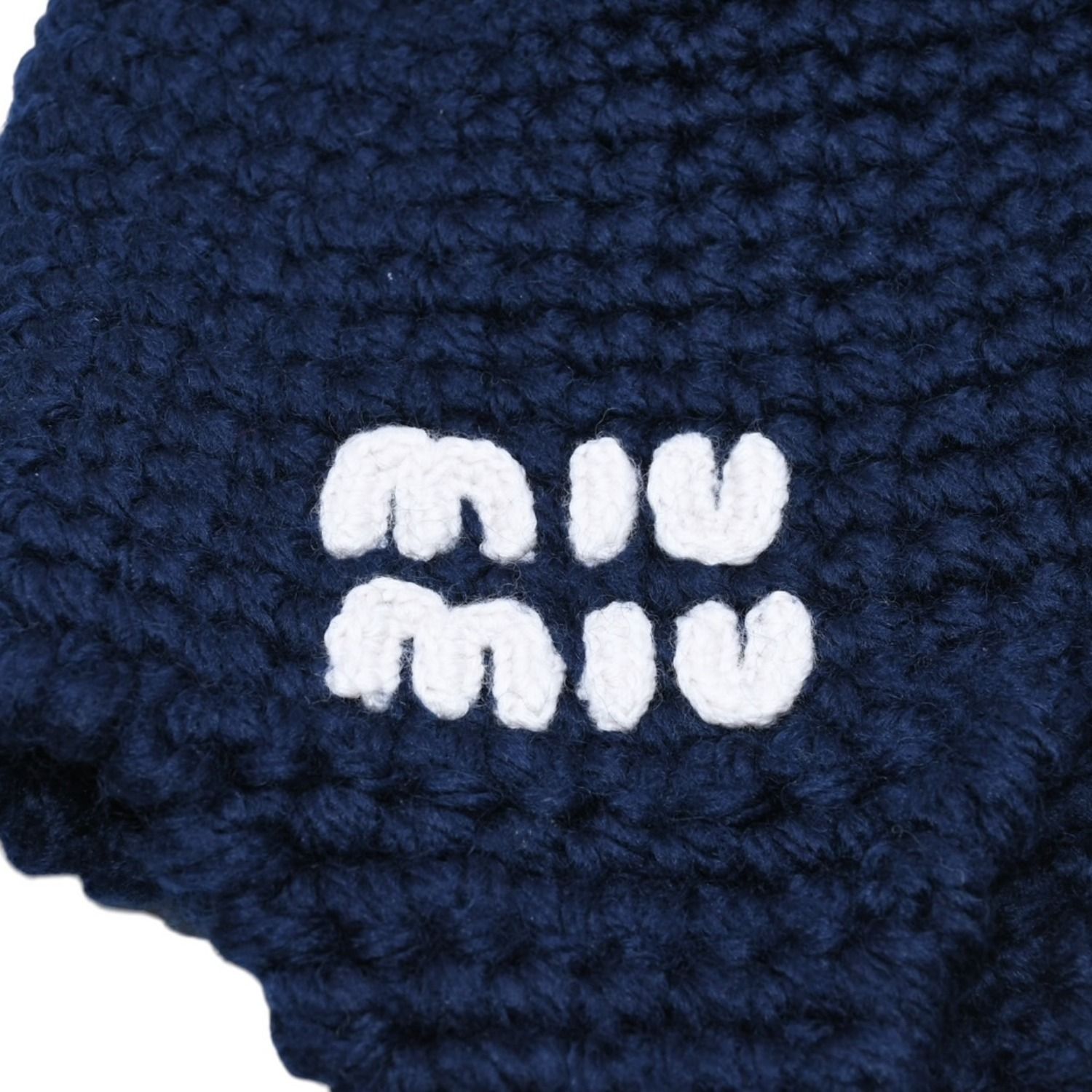 極美品 MIU MIU ミュウミュウ ヴァージンウールロゴ クロシェニット 