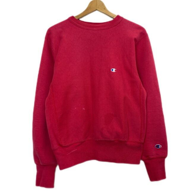 【中古】　Champion REVERSE WEAVE　スウェット　90s vintage　90年代　長袖　トレーナー　クルーネック　裏起毛　無地　ワンポイント　ブランドロゴ　刺しゅう　USA製　アメカジ　古着　/1904