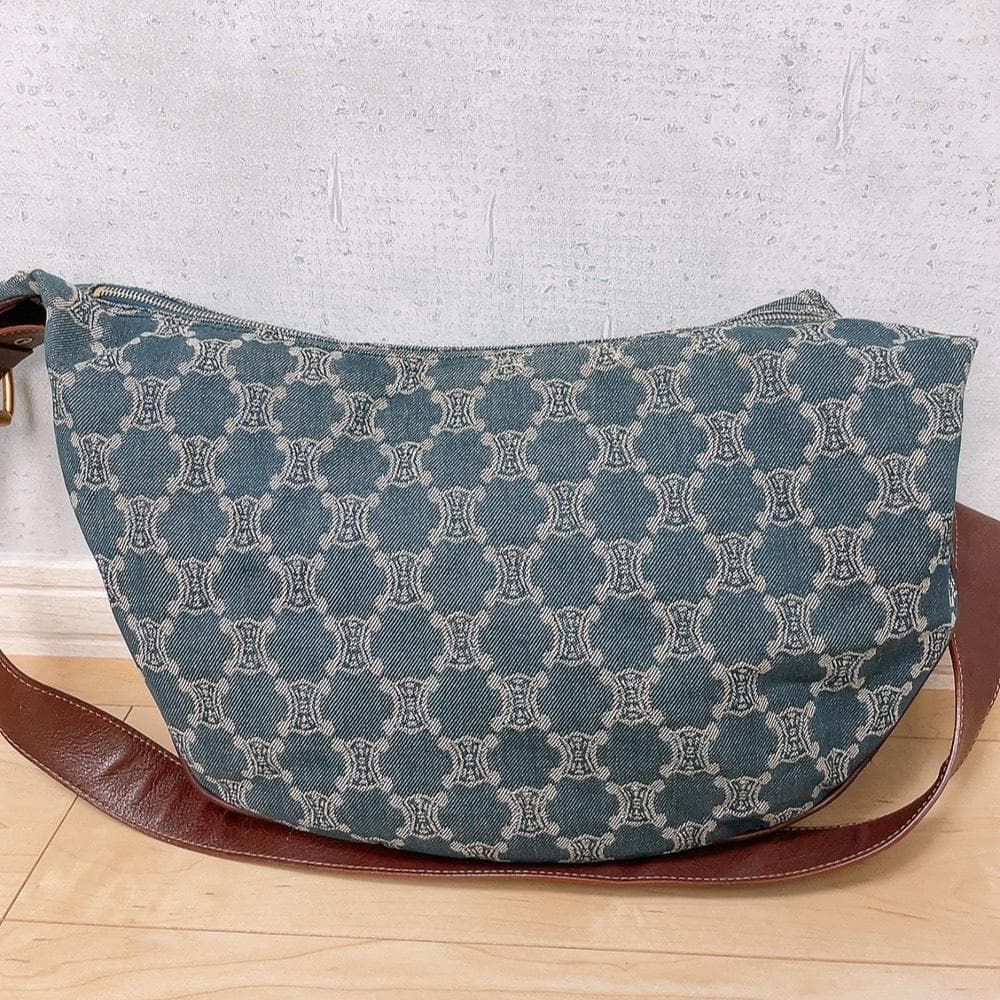 CELINE セリーヌ パリマカダム デニム ショルダーバッグ ワン 