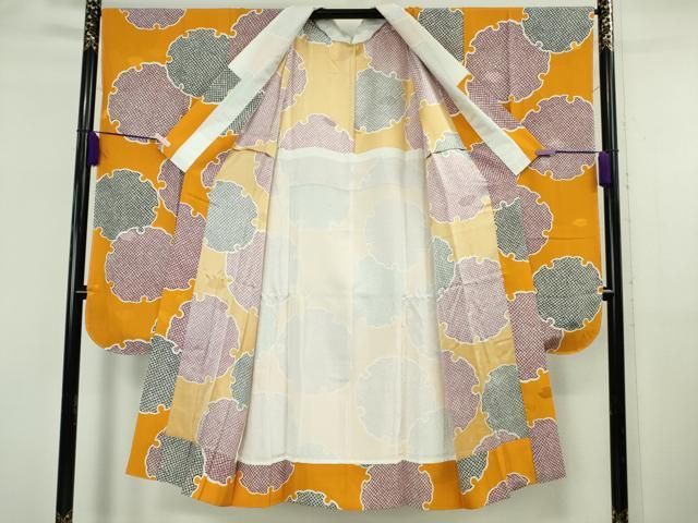 平和屋本店●極上　創業460年・千總　振袖・長襦袢(無双仕立て・半衿刺繍)セット　駒刺繍　花兎　濃い梅紫色地　金彩　逸品　DZAB6387kh6