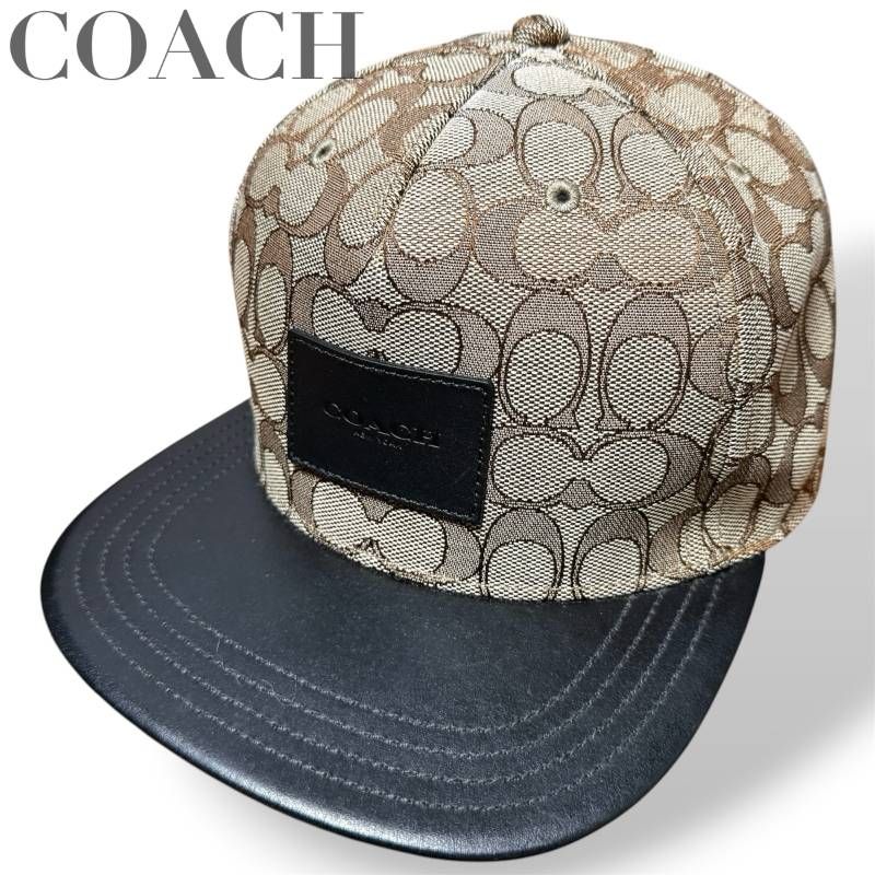 ☆★COACH　コーチ★キャップ　ベースボールキャップ　シグネチャー　キャンバス　レザー　ブラウン　メンズ★♯2496