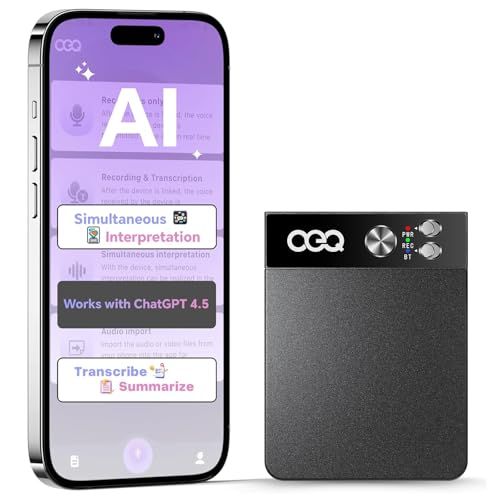 【新品】OEQ AIボイスレコーダー、64GB AIスピーチプロセッサ、同時通訳&リアルタイムトランスクリプション付き ChatGPT 4.5搭載アプリコントロール付き 学生/クリエイティブ/ジャーナリスト向けミーティング (黒, 64G) 4678be1a