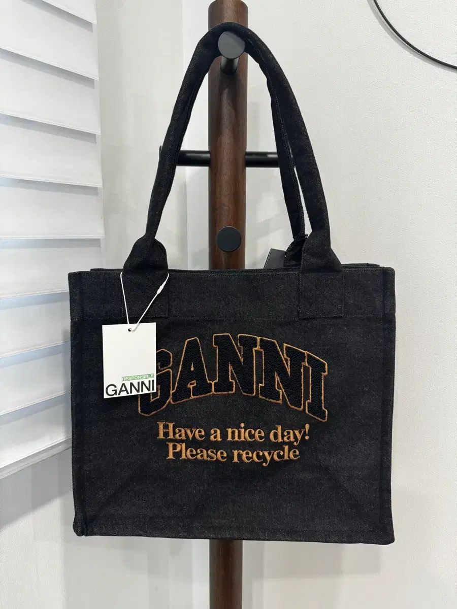 ガニー GANNI デニム トートバッグ ブラック 新品 21,357円