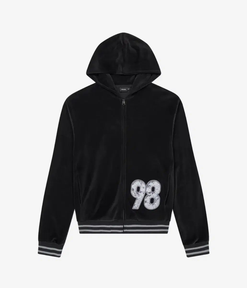 アーカーM 98 パッチ ベロア ジップアップ フーディー (Black)
