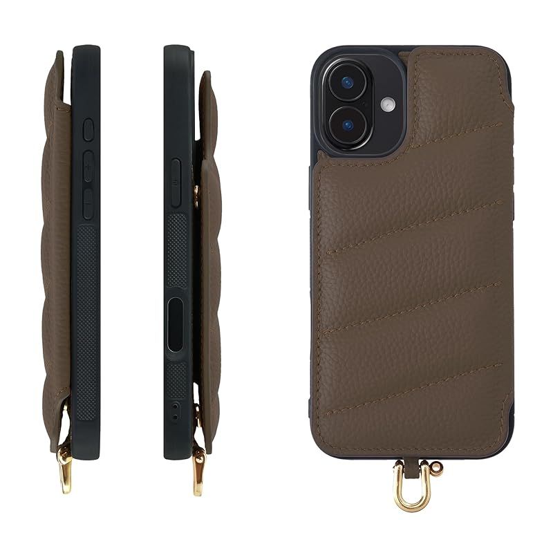【新品】 HANATORA for iPhone 17Air ケース 本革 耐衝撃 バンパー型 スマホケース スマホ キルティング カードポケット シュリンクカーフレザー ギフト マグネットなし トープ QH01B-17Air-Taupe 0