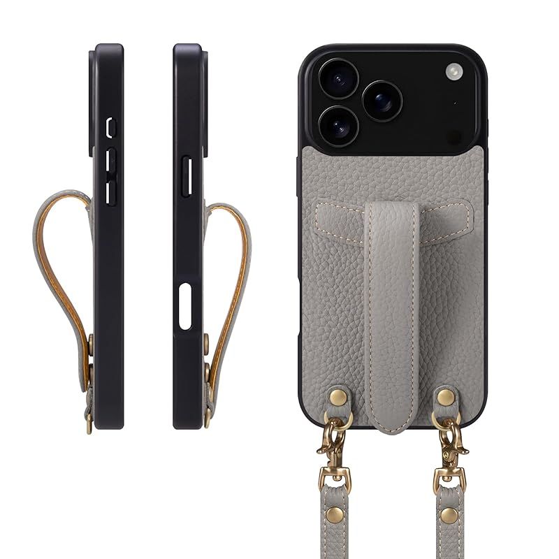 【新品】 COGURE 互換 iPhone 17 ProMax ケース 本革 ショルダー COPG グレージュ 0