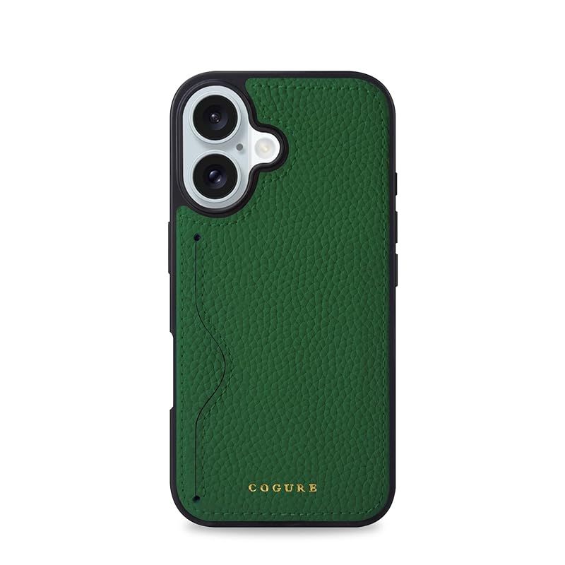 【新品】 COGURE スマホケース 互換 iPhone17 ケース 本革 シュリンクカーフレザー カード入れ TPUケース シンプル おしゃれ 専用ボックス付き COPC1 グリーン【Green】 0