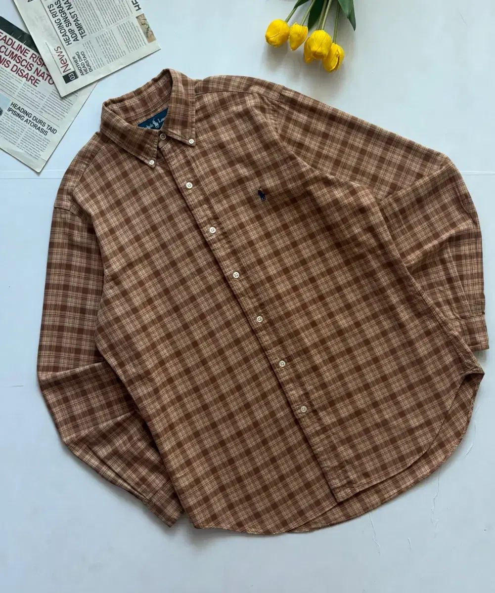 Polo ポロラルフローレン ブラウン CHECK ツイル シャツ