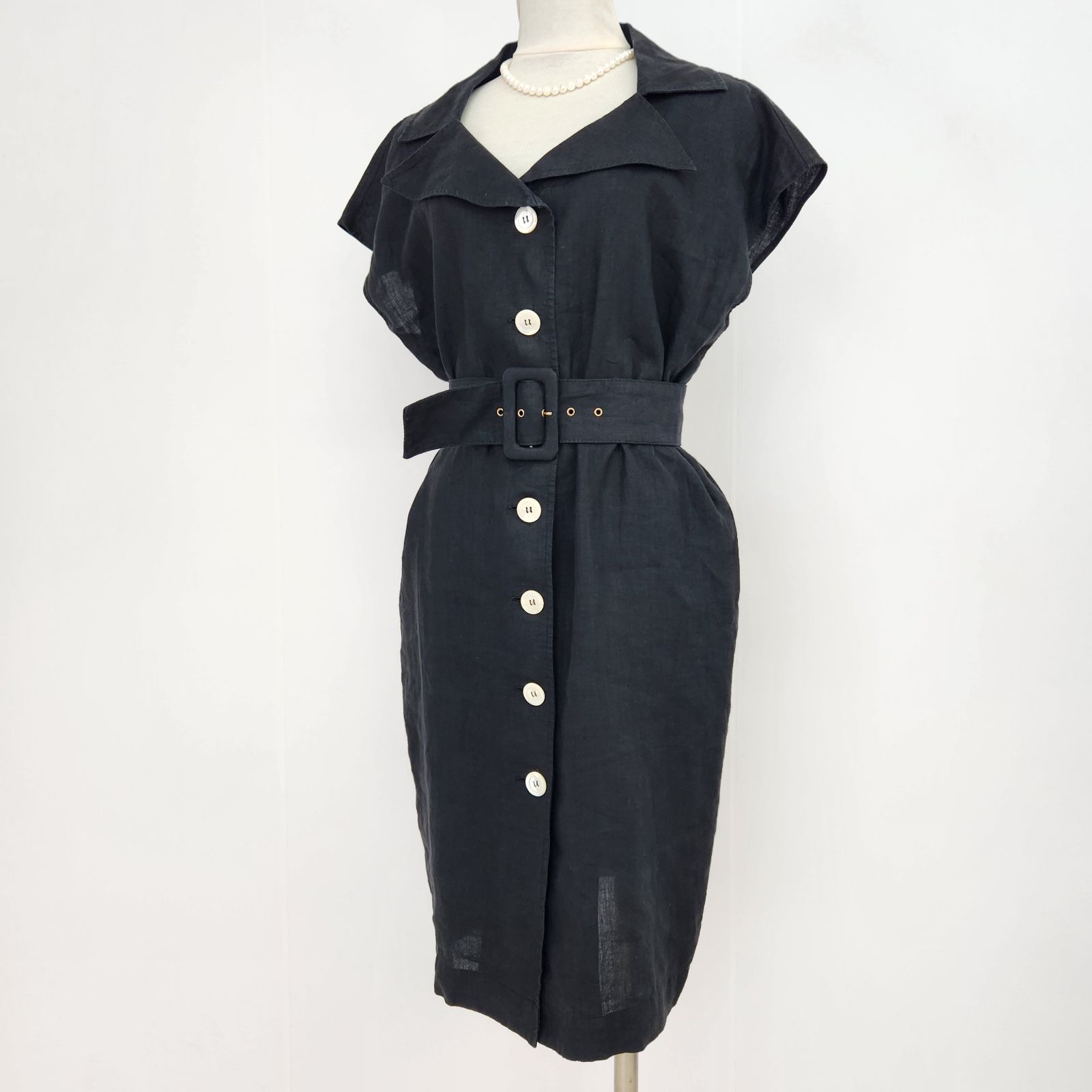 美品 Christian Dior ワンピース ノースリーブ ジレ リネン vintage