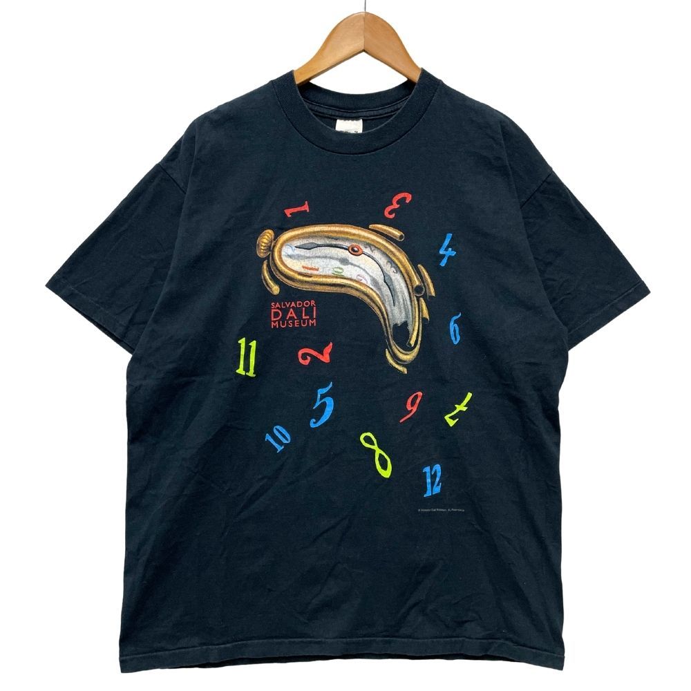 ヴィンテージ サルバドール ダリ アート Tシャツ 時計 90s anvilボディ USA製 袖、裾シングル 半袖Ｔシャツ 正規品 / 35841