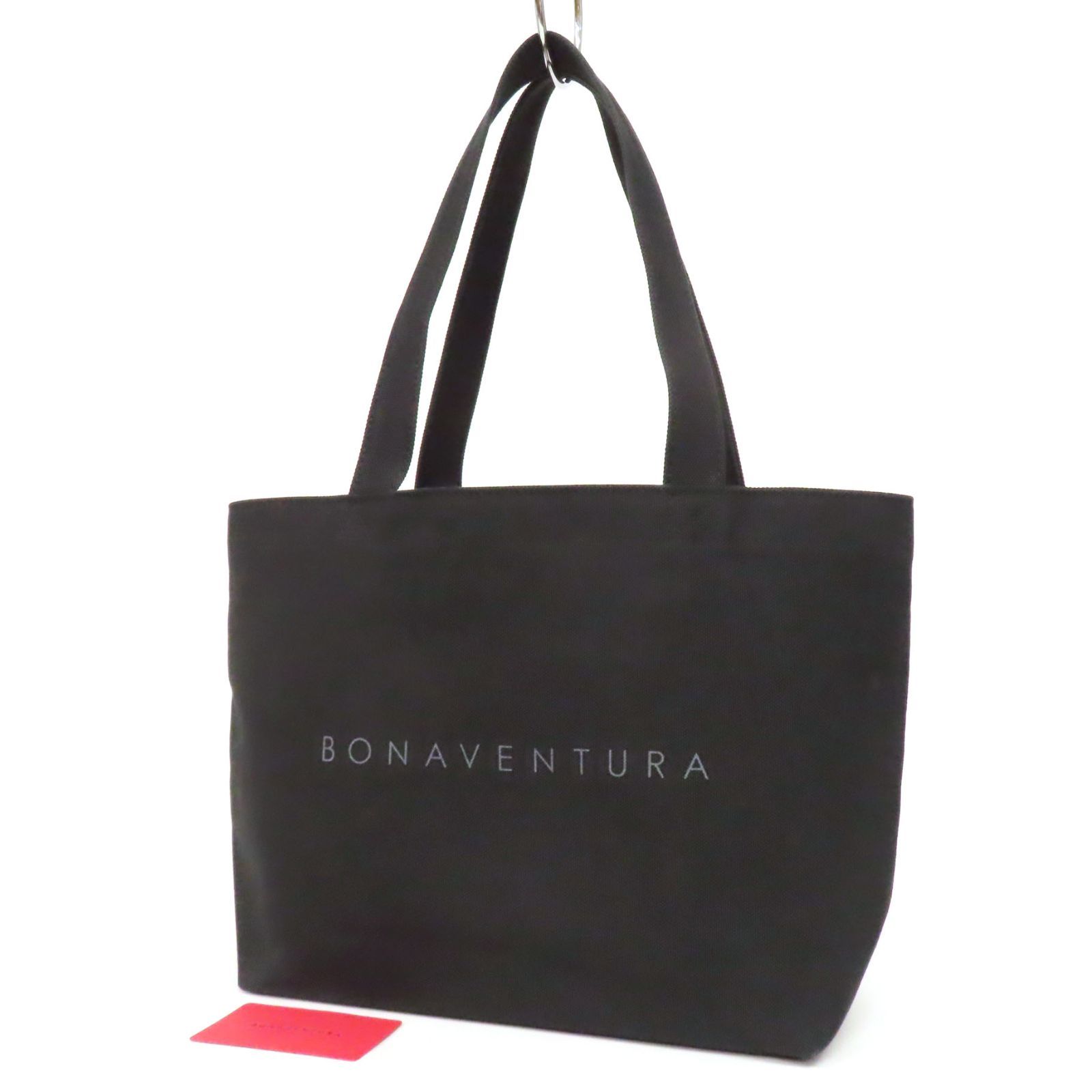 WD26092 美品 BONAVENTURA ボナベンチュラ イージー キャンバス トートバッグ ロゴプリント 肩掛け ショルダー ビジネスバッグ 黒 ブラック ユニセックス