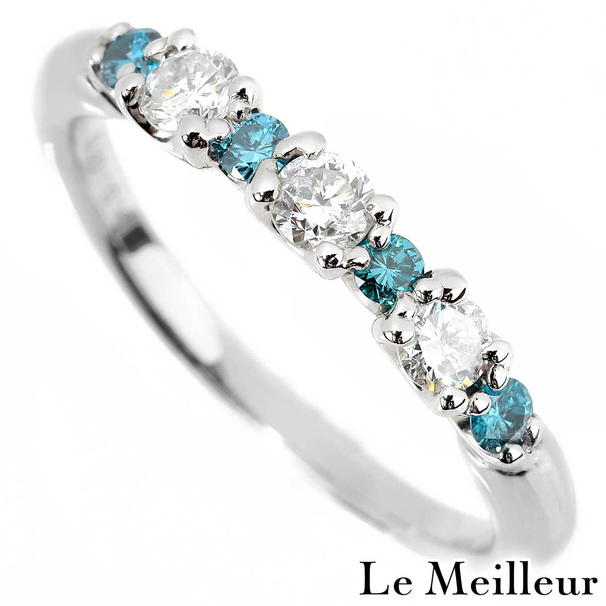 【新品仕上済】 ブルーダイヤモンド ダイヤモンド 0.3ct プラチナ Pt900 ブルー＆クリアダイヤ リング 14号 レディース 返品OK