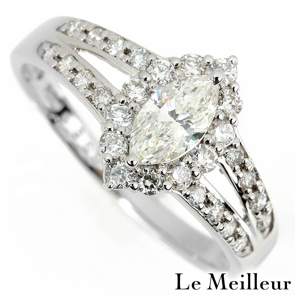 【新品仕上済】 ダイヤモンド 0.39ct 0.39ct プラチナ Pt900 ヘイローリング 14号 レディース 返品OK