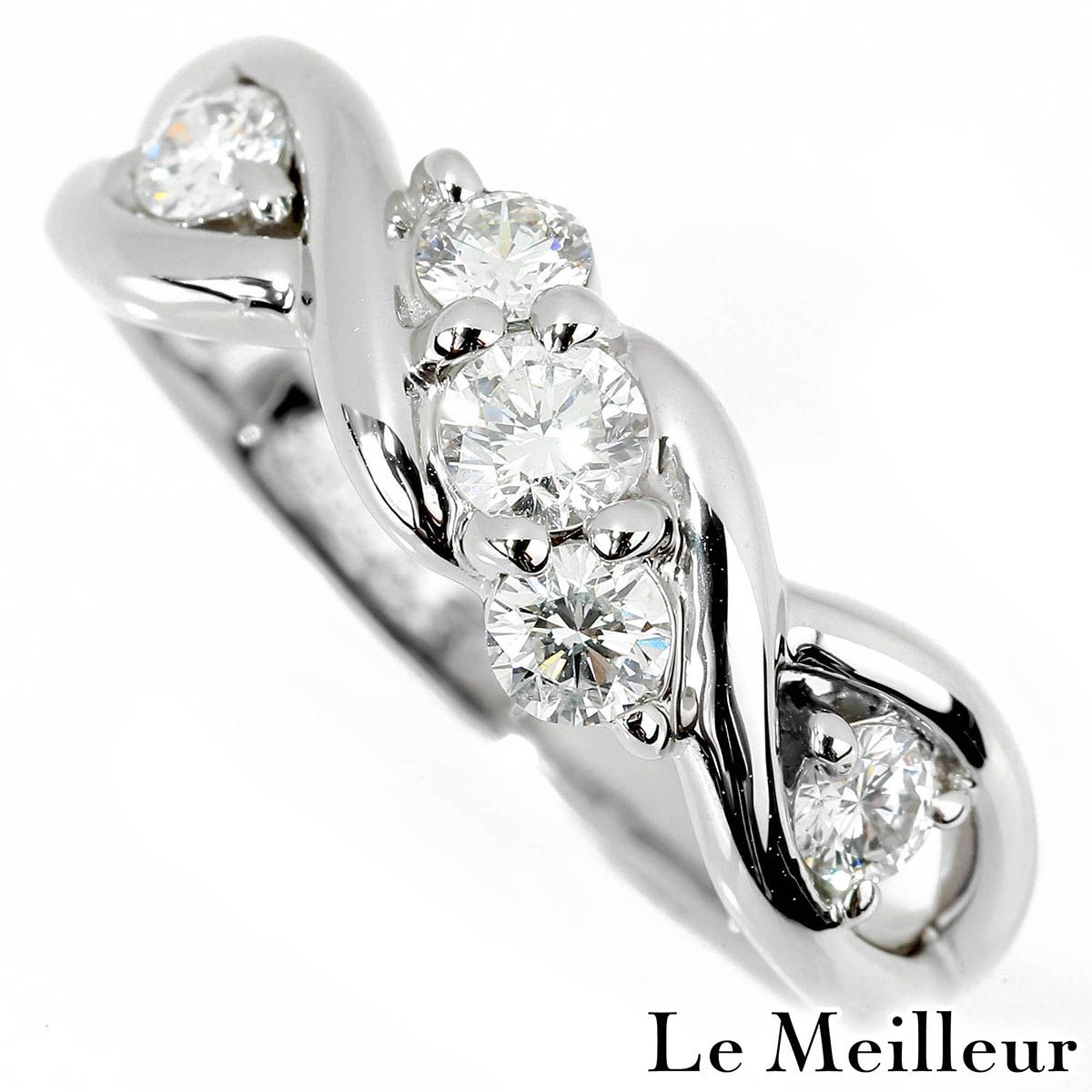 【新品仕上済】 ダイヤモンド 0.5ct プラチナ Pt900 クロスラインリング 12号 レディース 返品OK