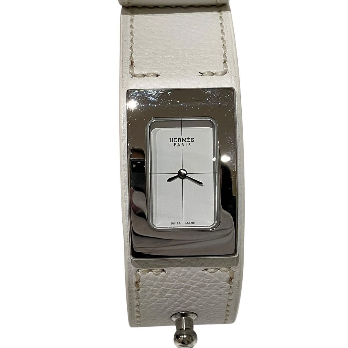 エルメス HERMES シェルシュミディ 腕時計 総重量約38.6g SS 本革 クオーツ ホワイト文字盤 CM1.210 レディース