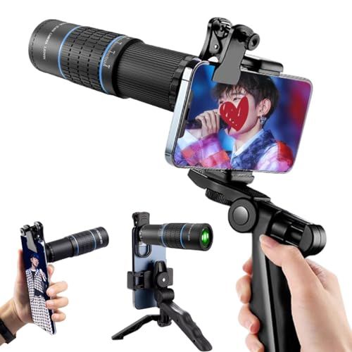 単眼望遠鏡 スマホ望遠レンズ HD22倍単眼鏡 小型 品質な視界 写真撮る 片手操作 望遠鏡 高級Bak4プリズム 高透過率 防水 広角レンズ 伸縮式三脚、携帯電話ホルダー、日本語取扱説明書付き ライブ、 バードウォッチング（青）kk