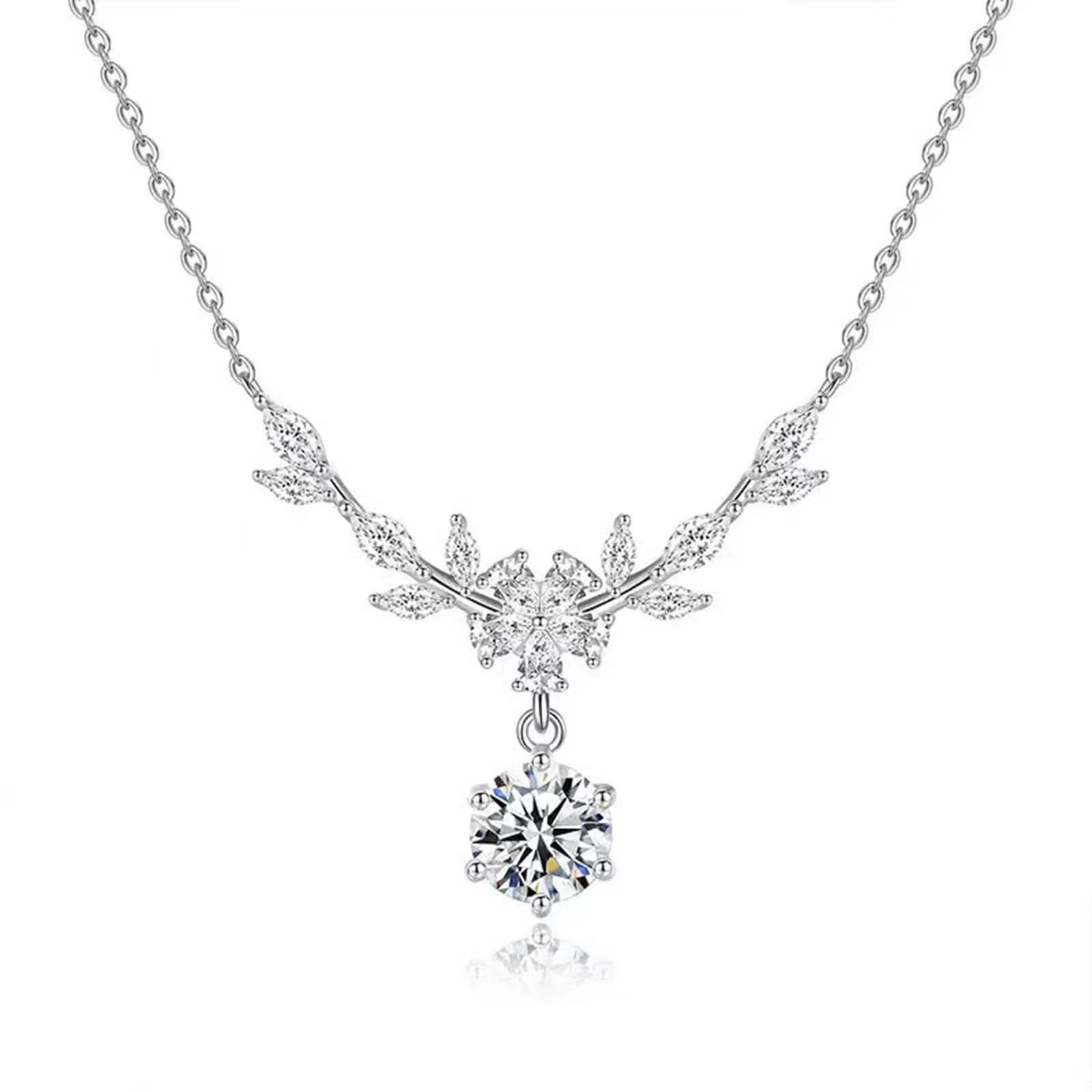 【人気商品】5cm長さ調節 誕生日プレゼント女性 かわいいアクセサリー 金属アレルギー対応人気 モアサナイト シルバー925製 ネックレスレディース